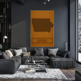Iowa County Map Modern Minimalist Cultural Poster PosterGoat