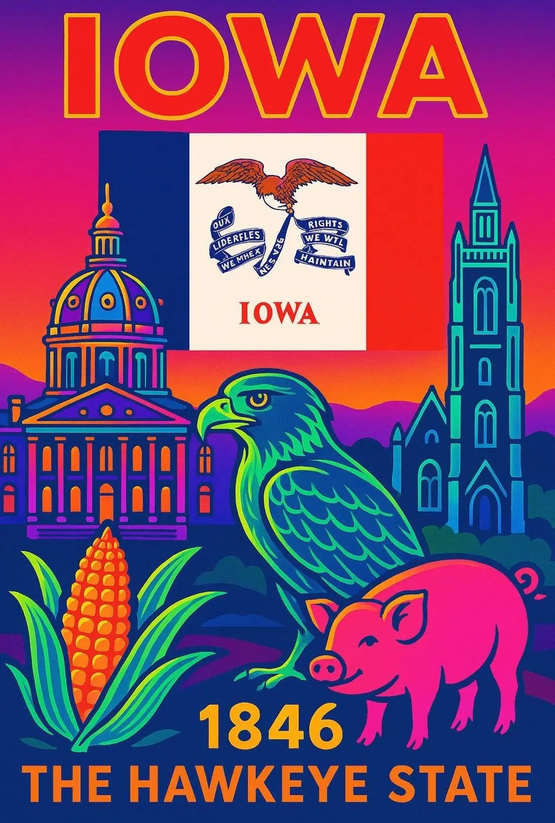 Iowa Heritage Celebration Art Print Cultural or Heritage Poster PosterGoat