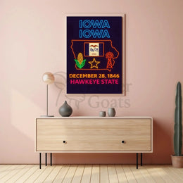 Iowa Heritage Neon Sign - Cultural or Heritage Poster PosterGoat