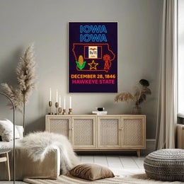 Iowa Heritage Neon Sign - Cultural or Heritage Poster PosterGoat