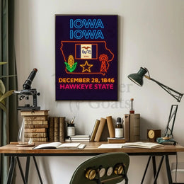 Iowa Heritage Neon Sign - Cultural or Heritage Poster PosterGoat