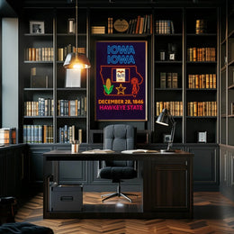 Iowa Heritage Neon Sign - Cultural or Heritage Poster PosterGoat