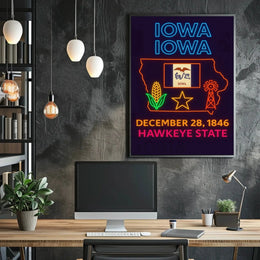 Iowa Heritage Neon Sign - Cultural or Heritage Poster PosterGoat