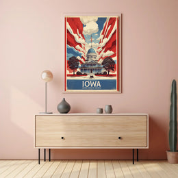 Iowa Landmark Vintage Illustration Travel Poster PosterGoat