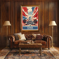 Iowa Landmark Vintage Illustration Travel Poster PosterGoat