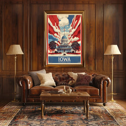 Iowa Landmark Vintage Illustration Travel Poster PosterGoat