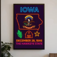Iowa State Pride Neon Art Cultural Heritage Poster PosterGoat