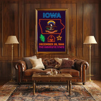 Iowa State Pride Neon Art Cultural Heritage Poster PosterGoat