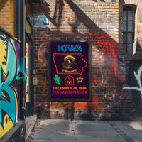 Iowa State Pride Neon Art Cultural Heritage Poster PosterGoat