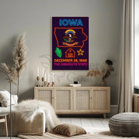 Iowa State Pride Neon Art Cultural Heritage Poster PosterGoat