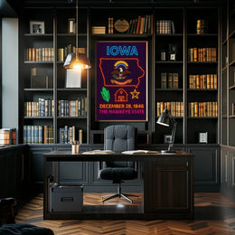Iowa State Pride Neon Art Cultural Heritage Poster PosterGoat