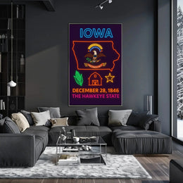 Iowa State Pride Neon Art Cultural Heritage Poster PosterGoat