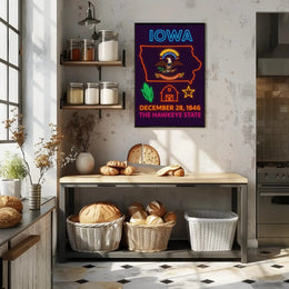 Iowa State Pride Neon Art Cultural Heritage Poster PosterGoat