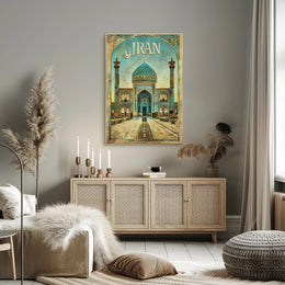 Iranian Mosque Vintage Illustration: Cultural or Heritage Poster PosterGoat