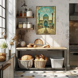 Iranian Mosque Vintage Illustration: Cultural or Heritage Poster PosterGoat