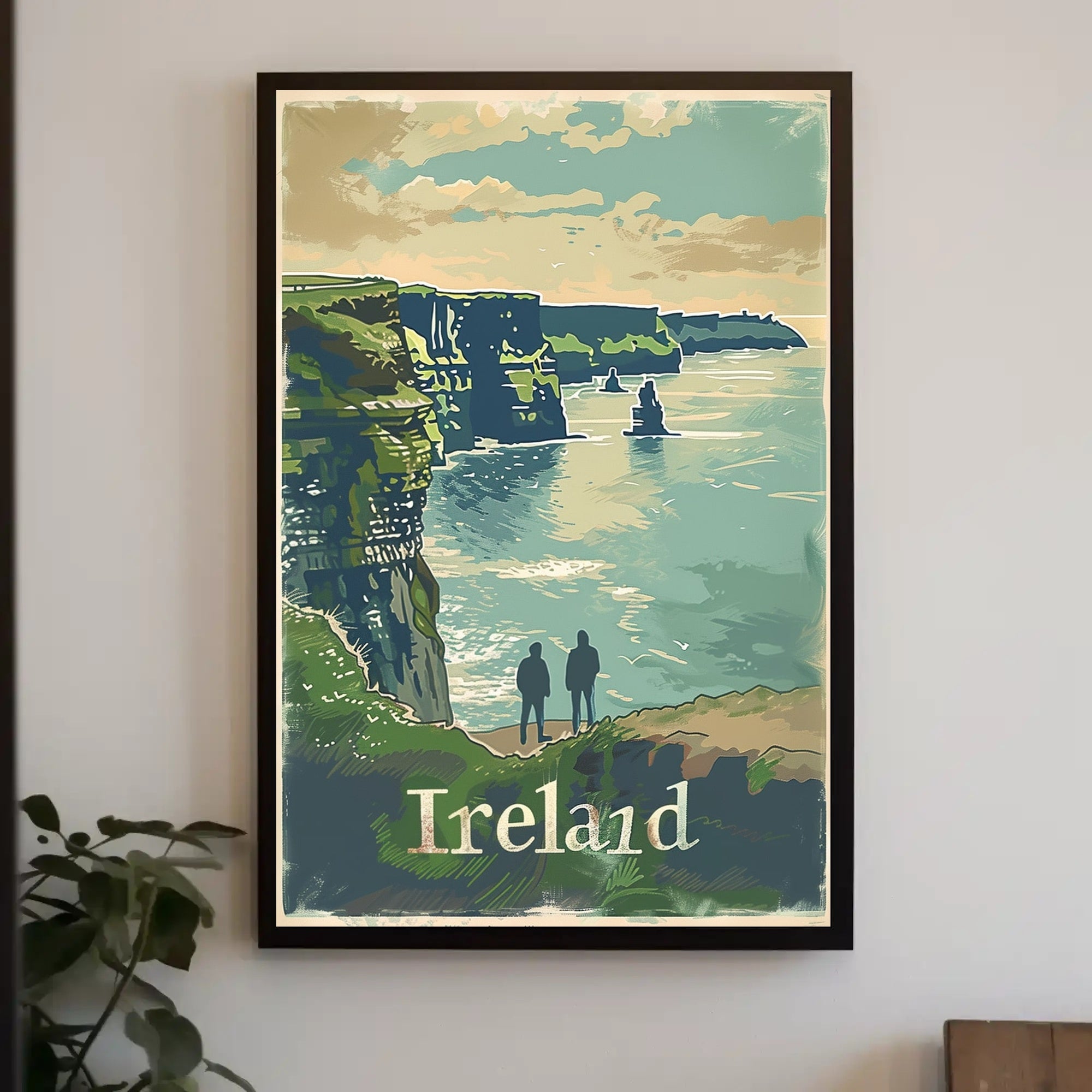 Ireland Coastal Landscape Vintage Travel Poster PosterGoat