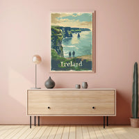 Ireland Coastal Landscape Vintage Travel Poster PosterGoat