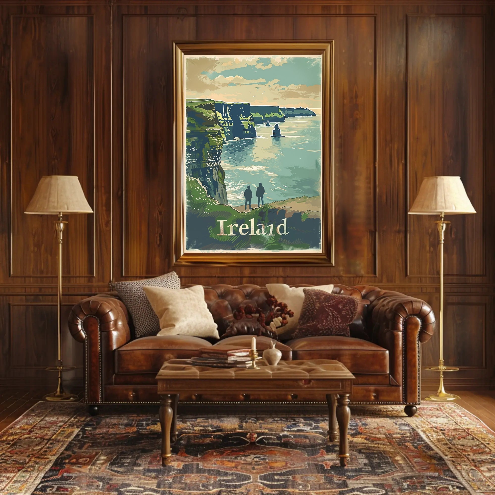 Ireland Coastal Landscape Vintage Travel Poster PosterGoat