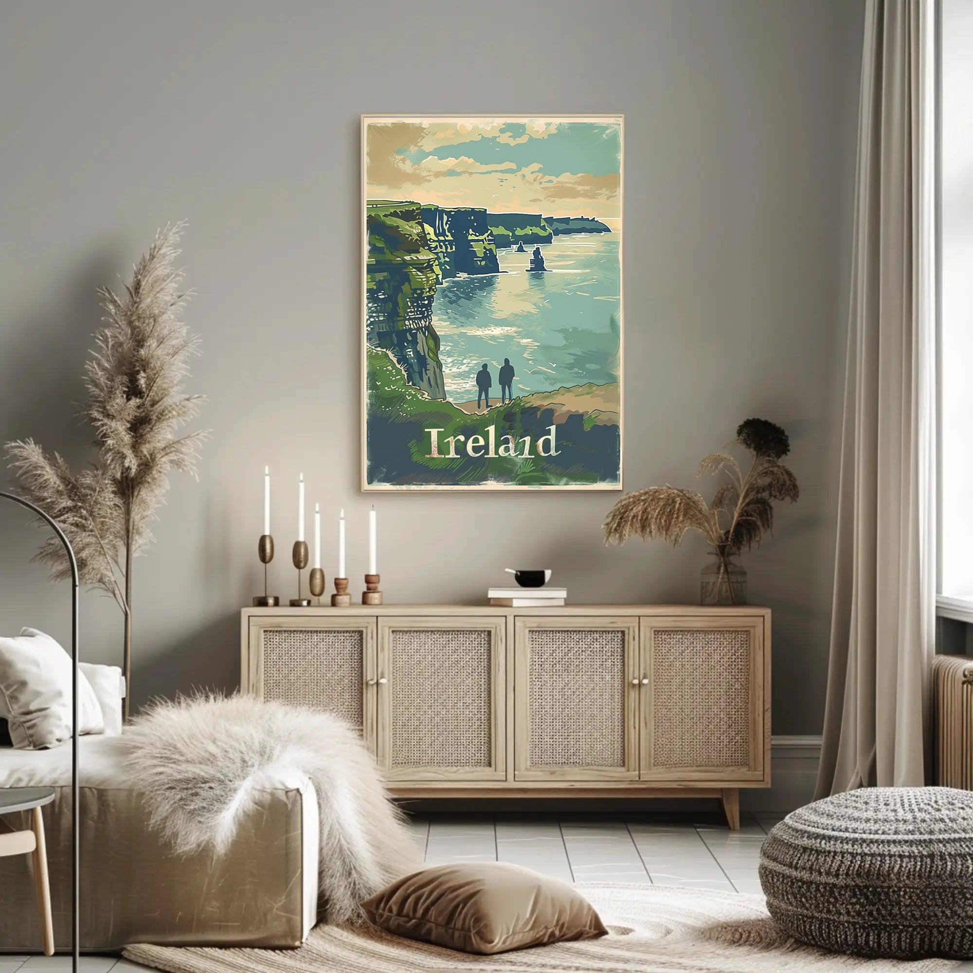 Ireland Coastal Landscape Vintage Travel Poster PosterGoat