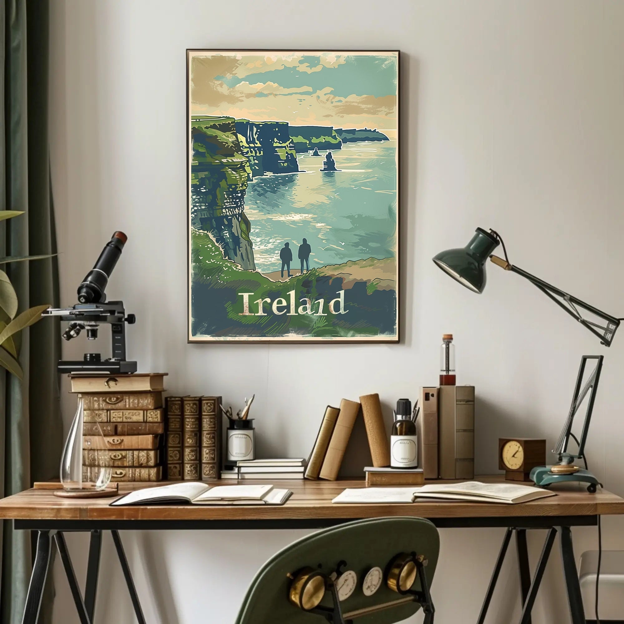 Ireland Coastal Landscape Vintage Travel Poster PosterGoat