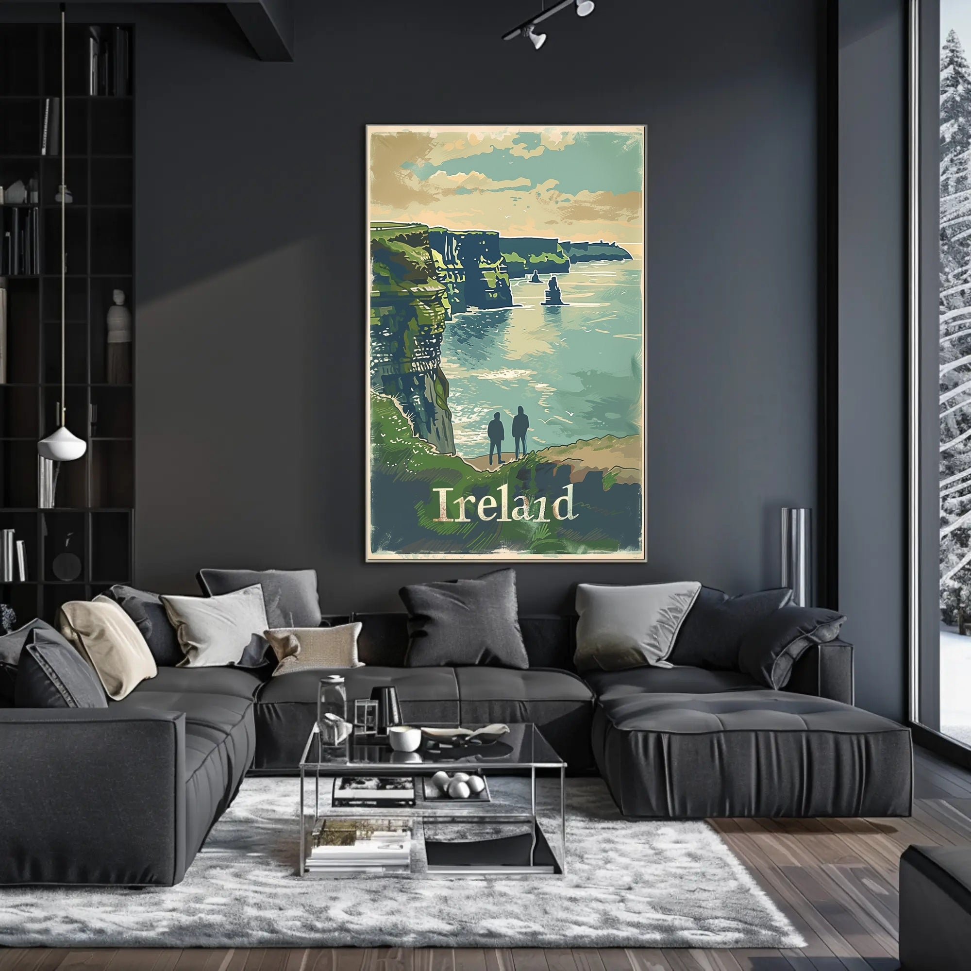 Ireland Coastal Landscape Vintage Travel Poster PosterGoat