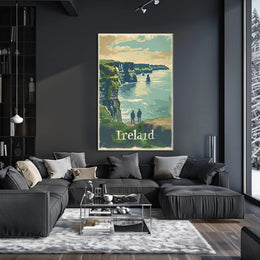 Ireland Coastal Landscape Vintage Travel Poster PosterGoat