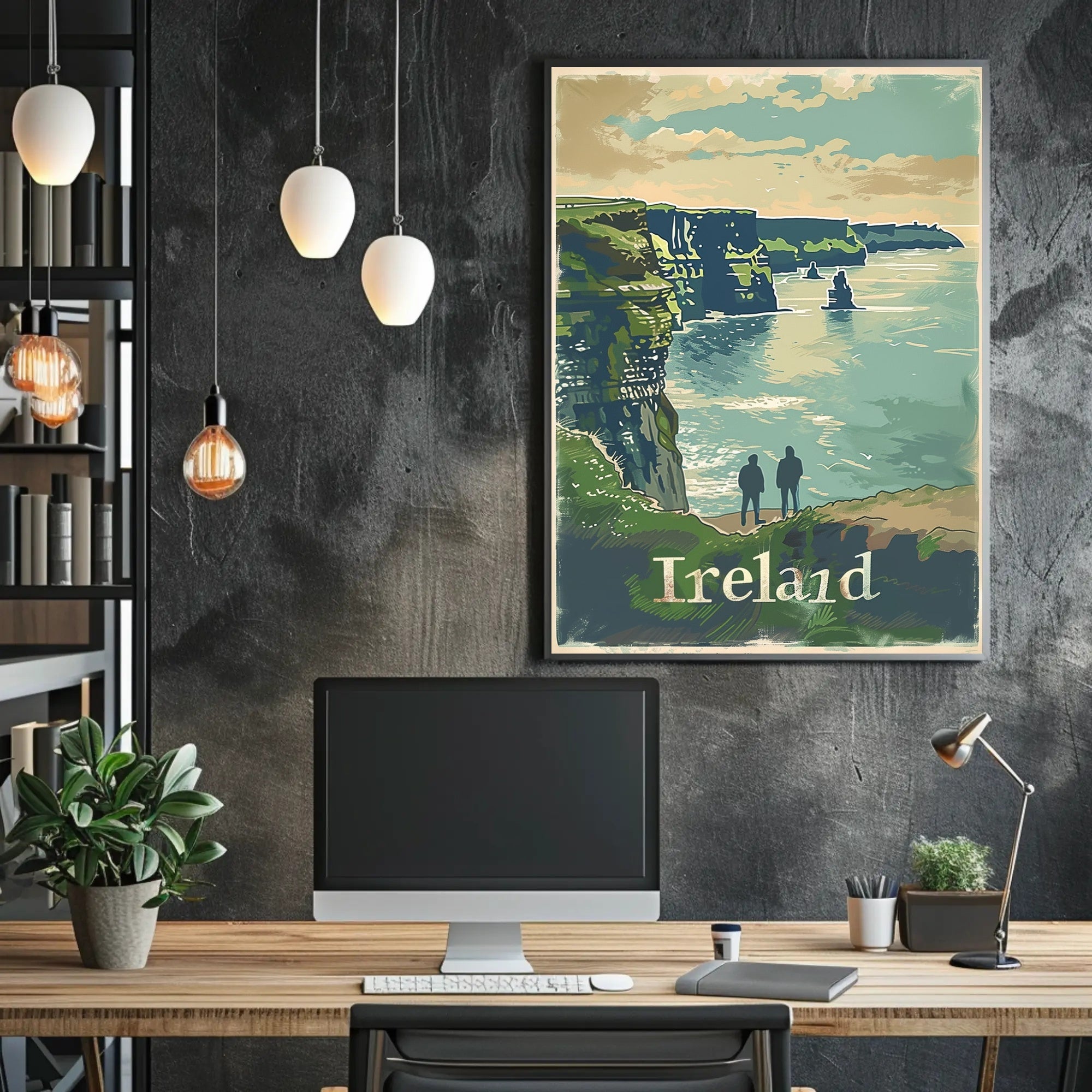 Ireland Coastal Landscape Vintage Travel Poster PosterGoat