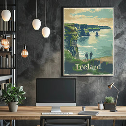 Ireland Coastal Landscape Vintage Travel Poster PosterGoat