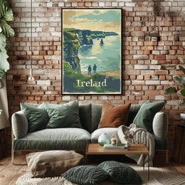 Ireland Coastal Landscape Vintage Travel Poster PosterGoat