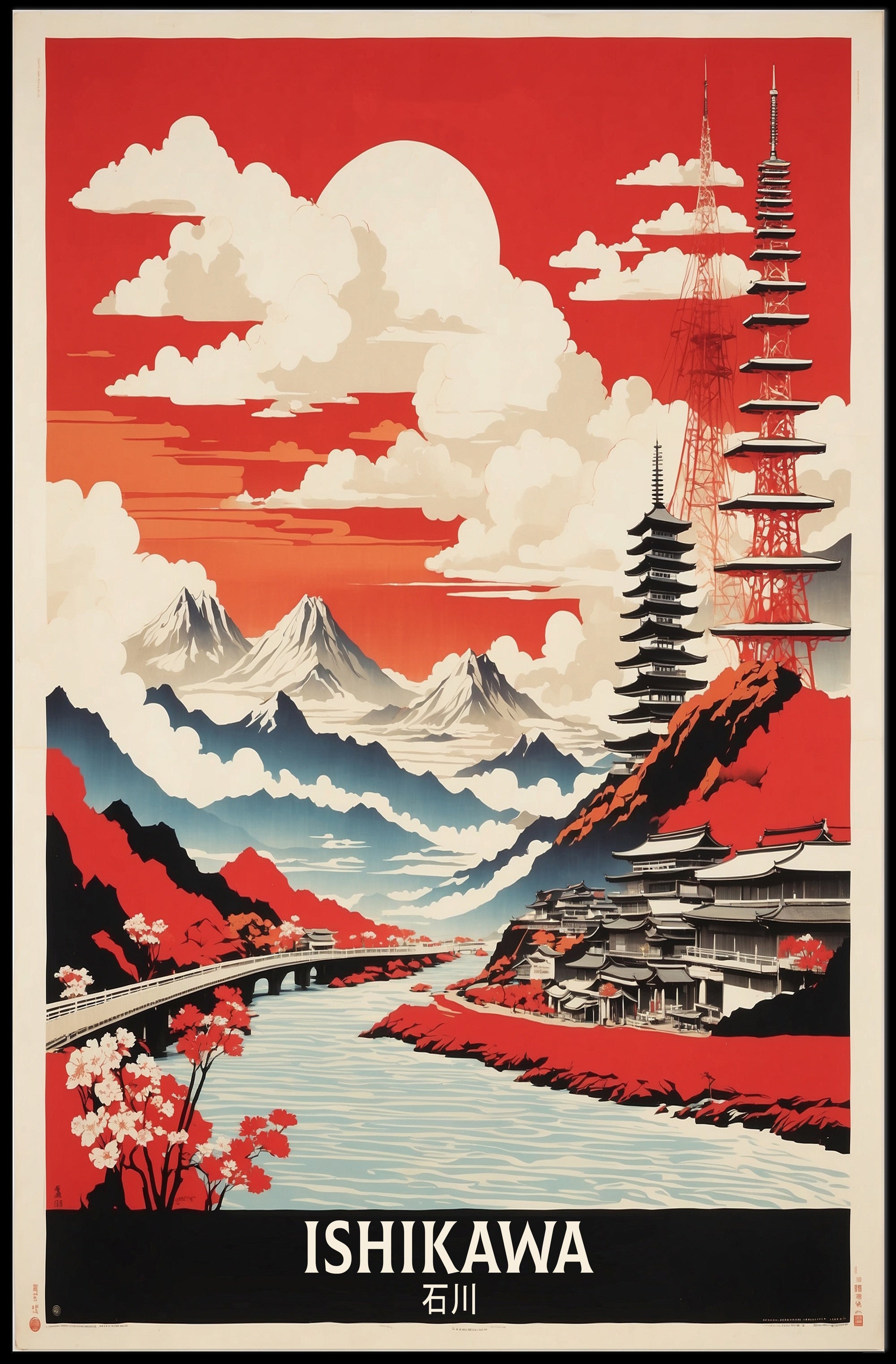 Ishikawa Landscape Vintage Travel Poster PosterGoat
