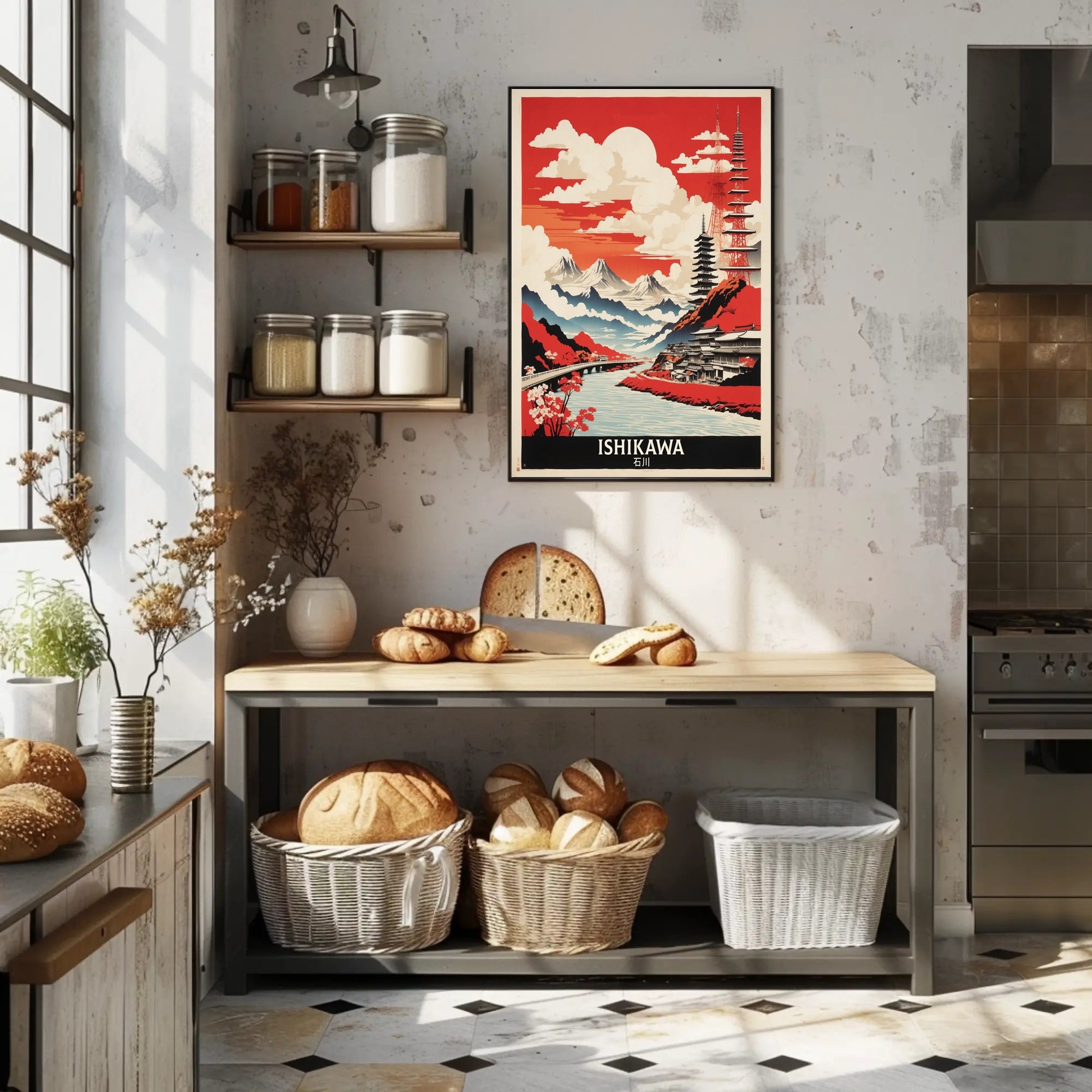 Ishikawa Landscape Vintage Travel Poster PosterGoat