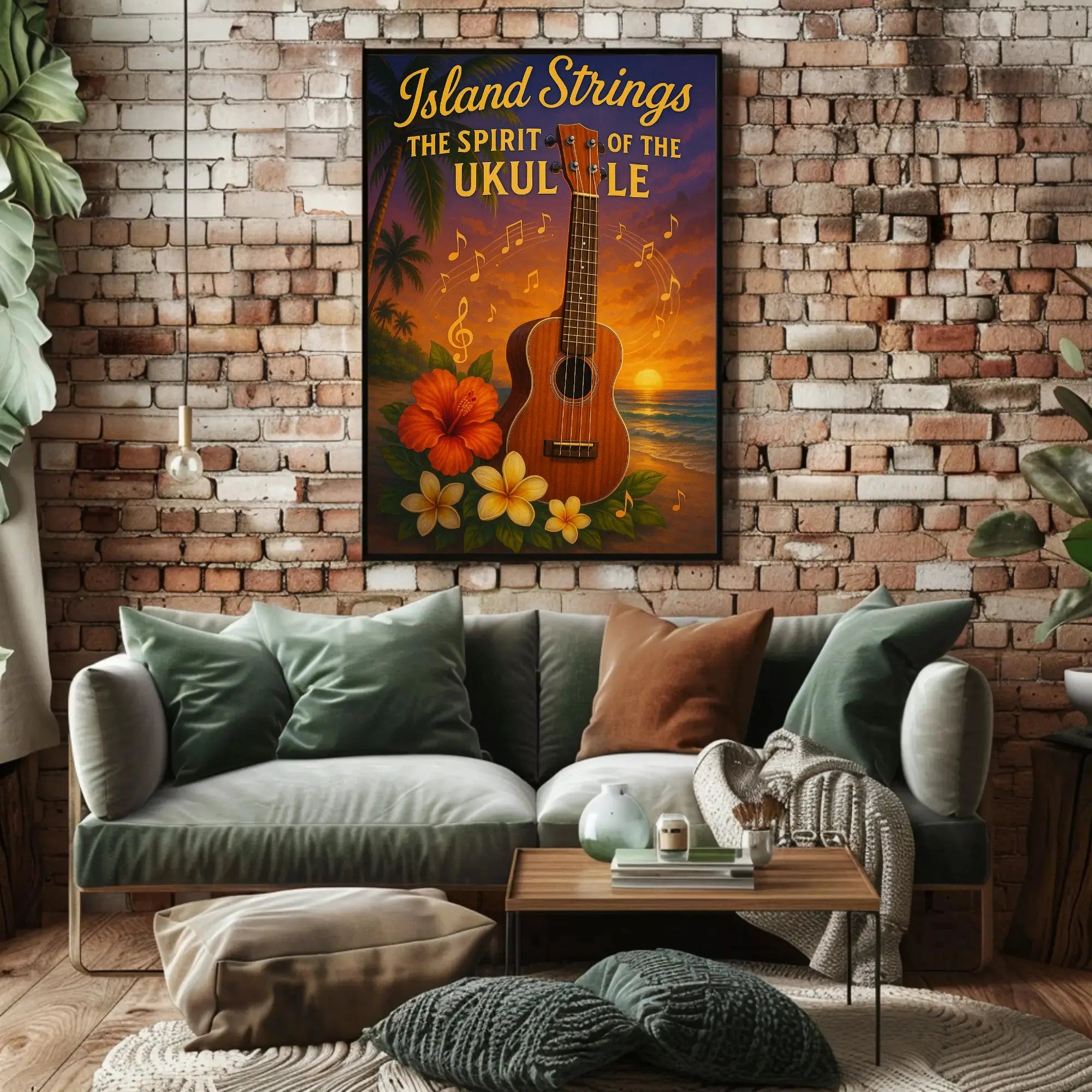 Island Strings: Tropical Music Paradise Cultural Poster PosterGoat