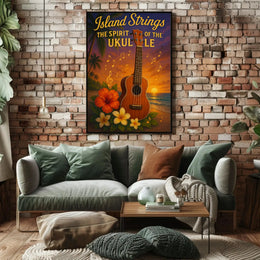 Island Strings: Tropical Music Paradise Cultural Poster PosterGoat