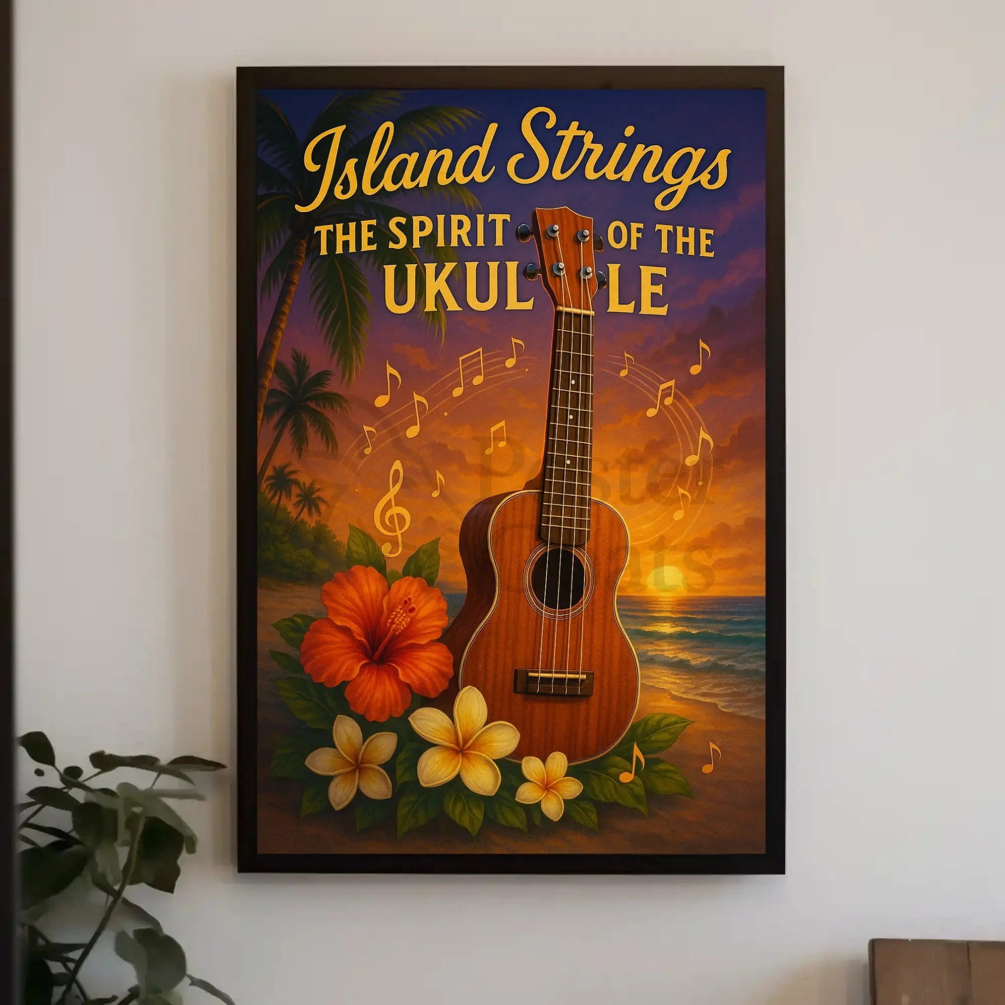 Island Strings: Tropical Music Paradise Cultural Poster PosterGoat