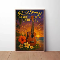 Island Strings: Tropical Music Paradise Cultural Poster PosterGoat