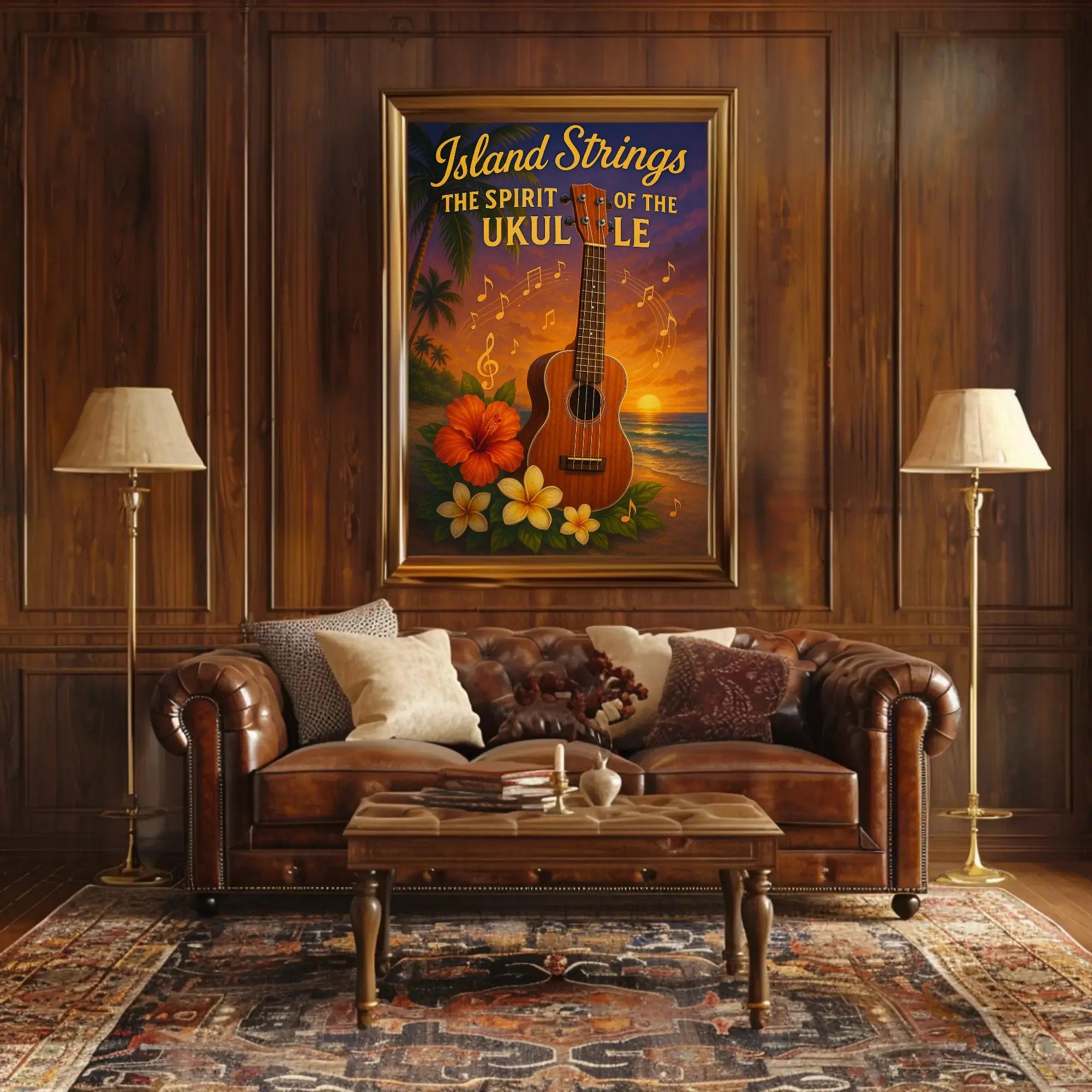 Island Strings: Tropical Music Paradise Cultural Poster PosterGoat