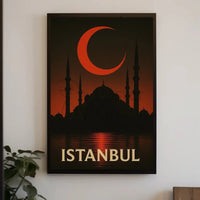 Istanbul Silhouette with Crescent Moon - Cultural or Heritage Poster PosterGoat