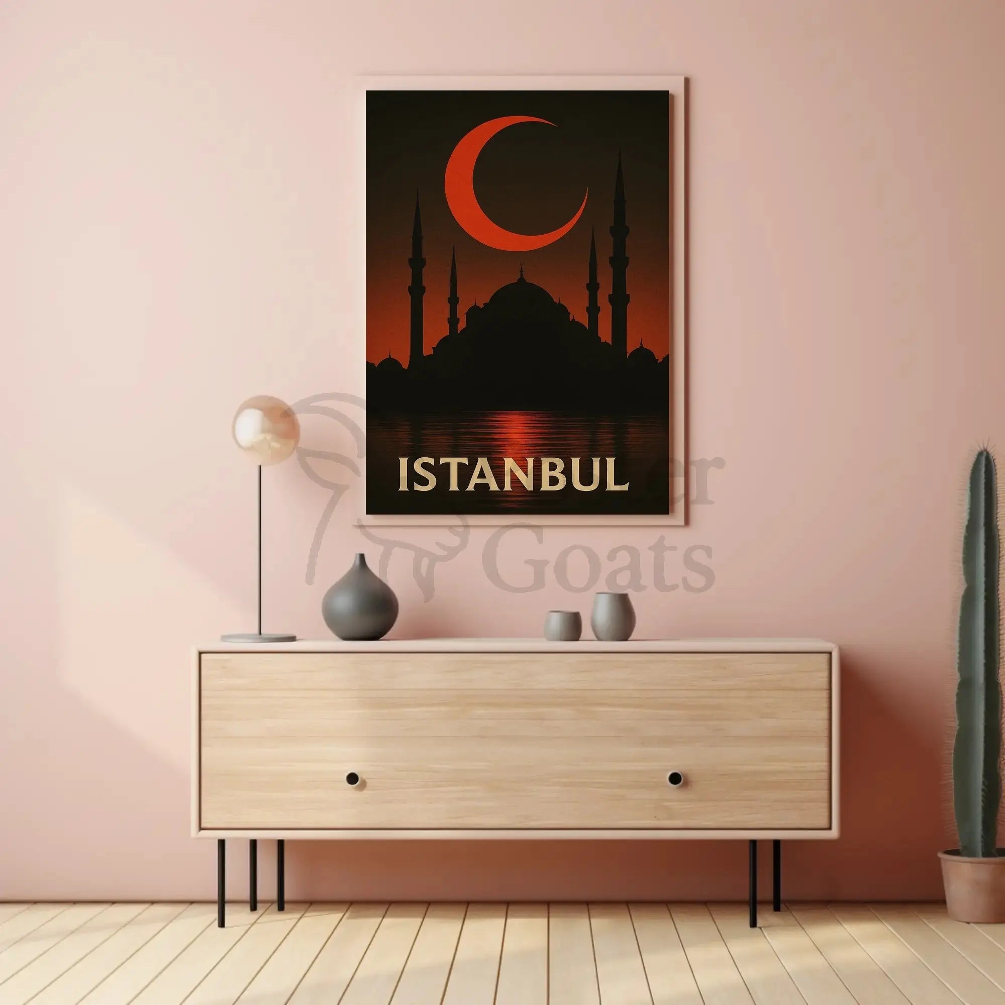 Istanbul Silhouette with Crescent Moon - Cultural or Heritage Poster PosterGoat