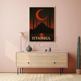 Istanbul Silhouette with Crescent Moon - Cultural or Heritage Poster PosterGoat