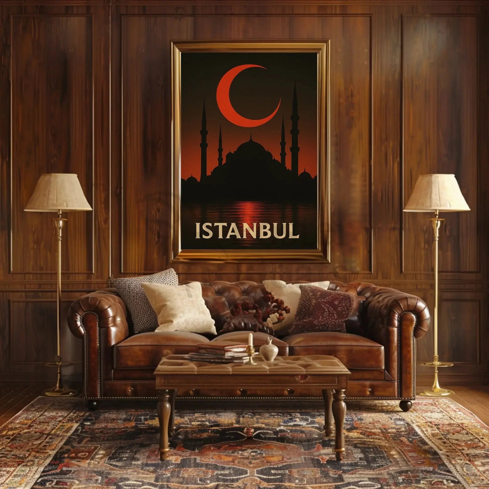 Istanbul Silhouette with Crescent Moon - Cultural or Heritage Poster PosterGoat