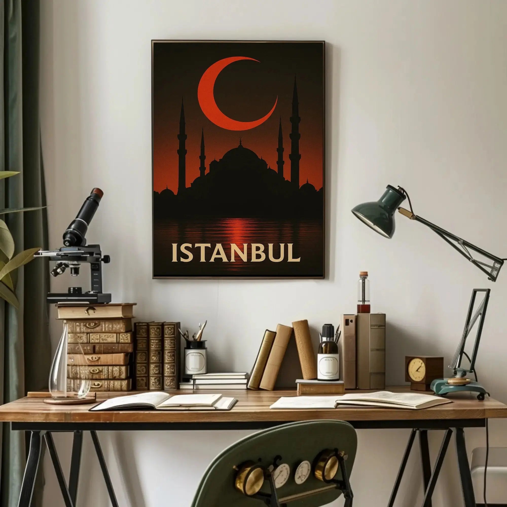 Istanbul Silhouette with Crescent Moon - Cultural or Heritage Poster PosterGoat
