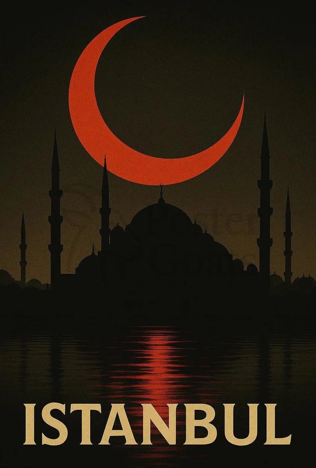 Istanbul Silhouette with Mosque and Crescent Cultural Heritage Poster PosterGoat
