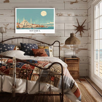 Istanbul Skyline at Moonlight: Travel Poster PosterGoat