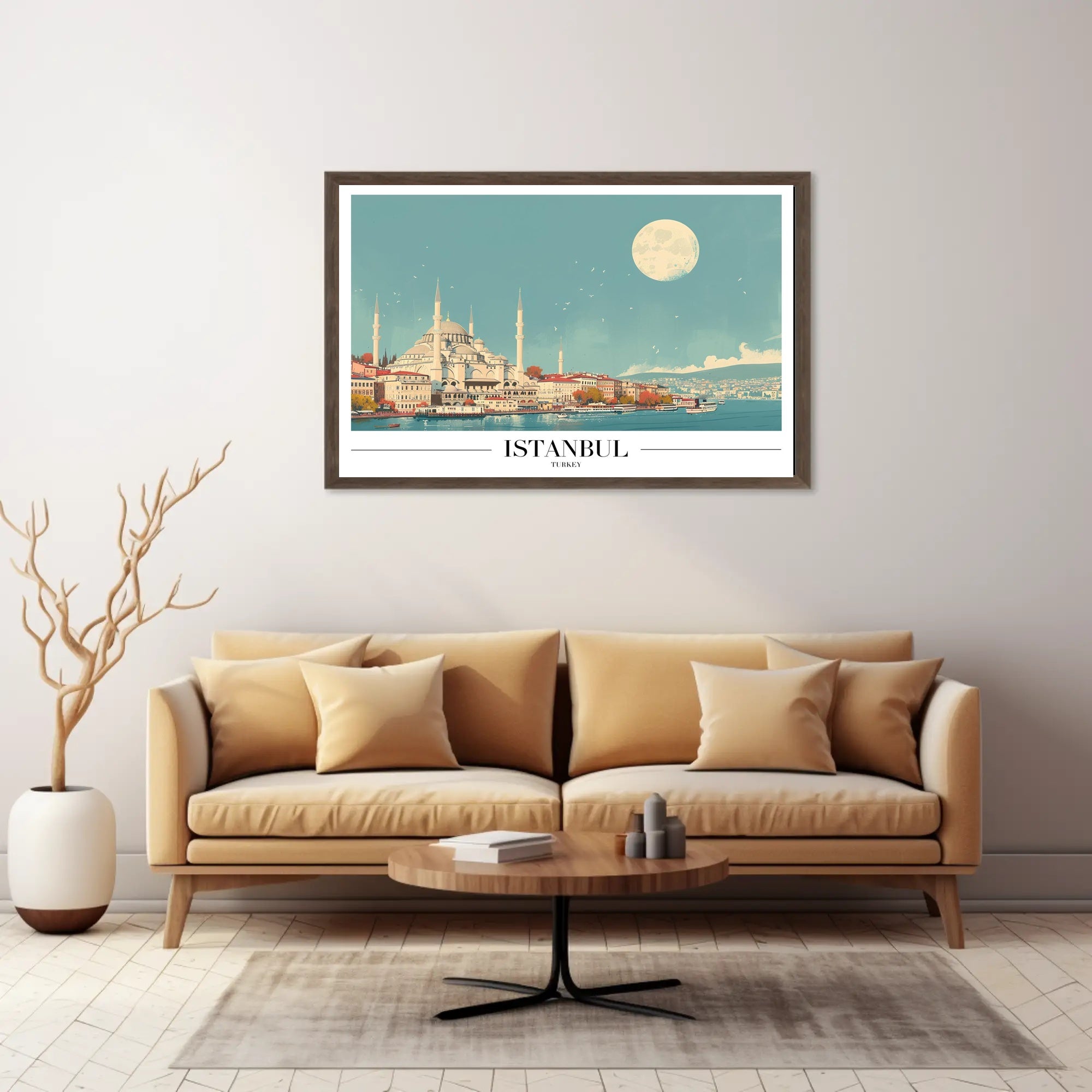 Istanbul Skyline at Moonlight: Travel Poster PosterGoat
