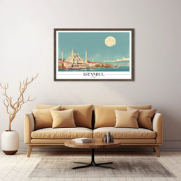 Istanbul Skyline at Moonlight: Travel Poster PosterGoat