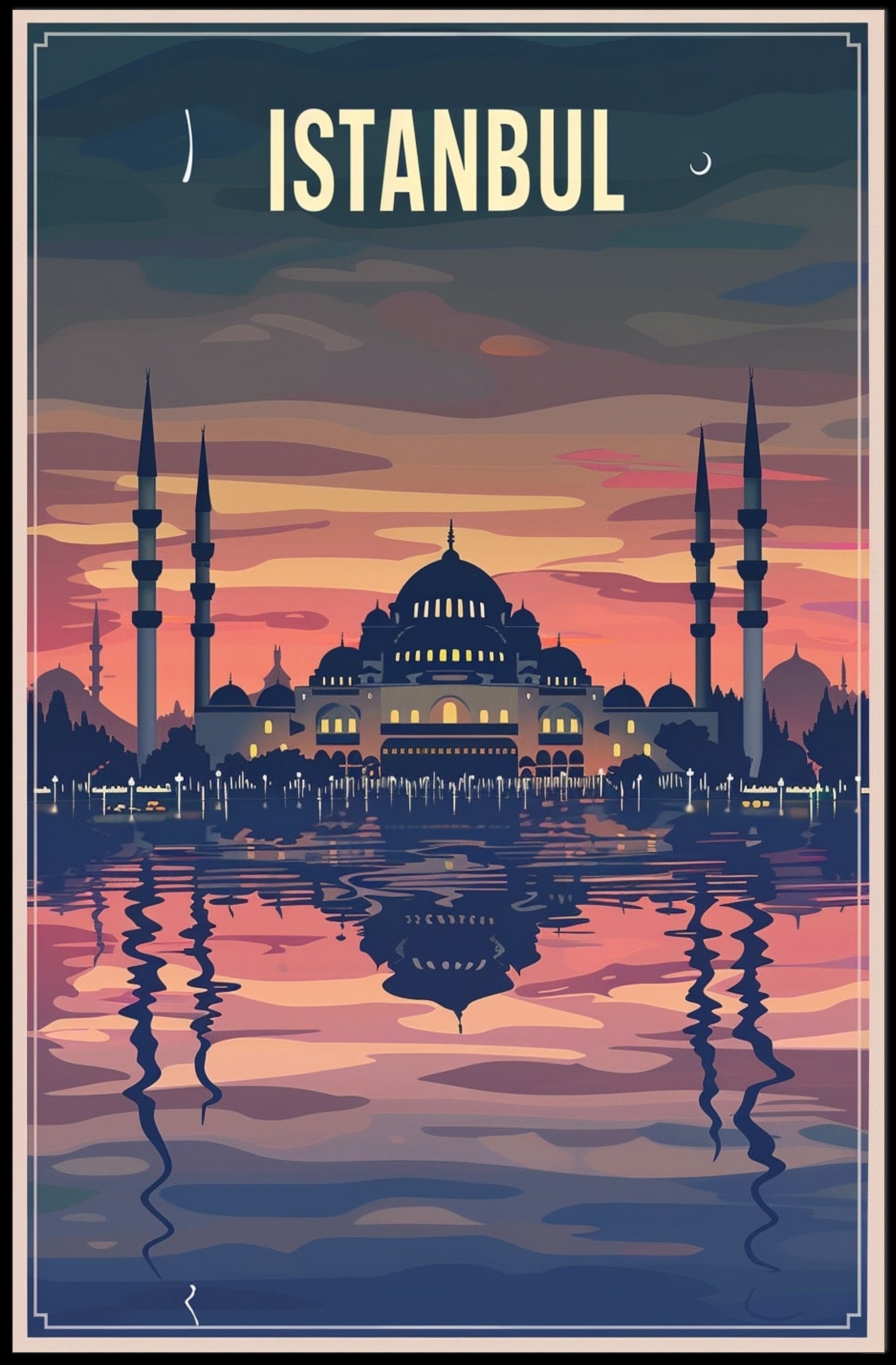 Istanbul Sunset Mosque Travel Poster PosterGoat