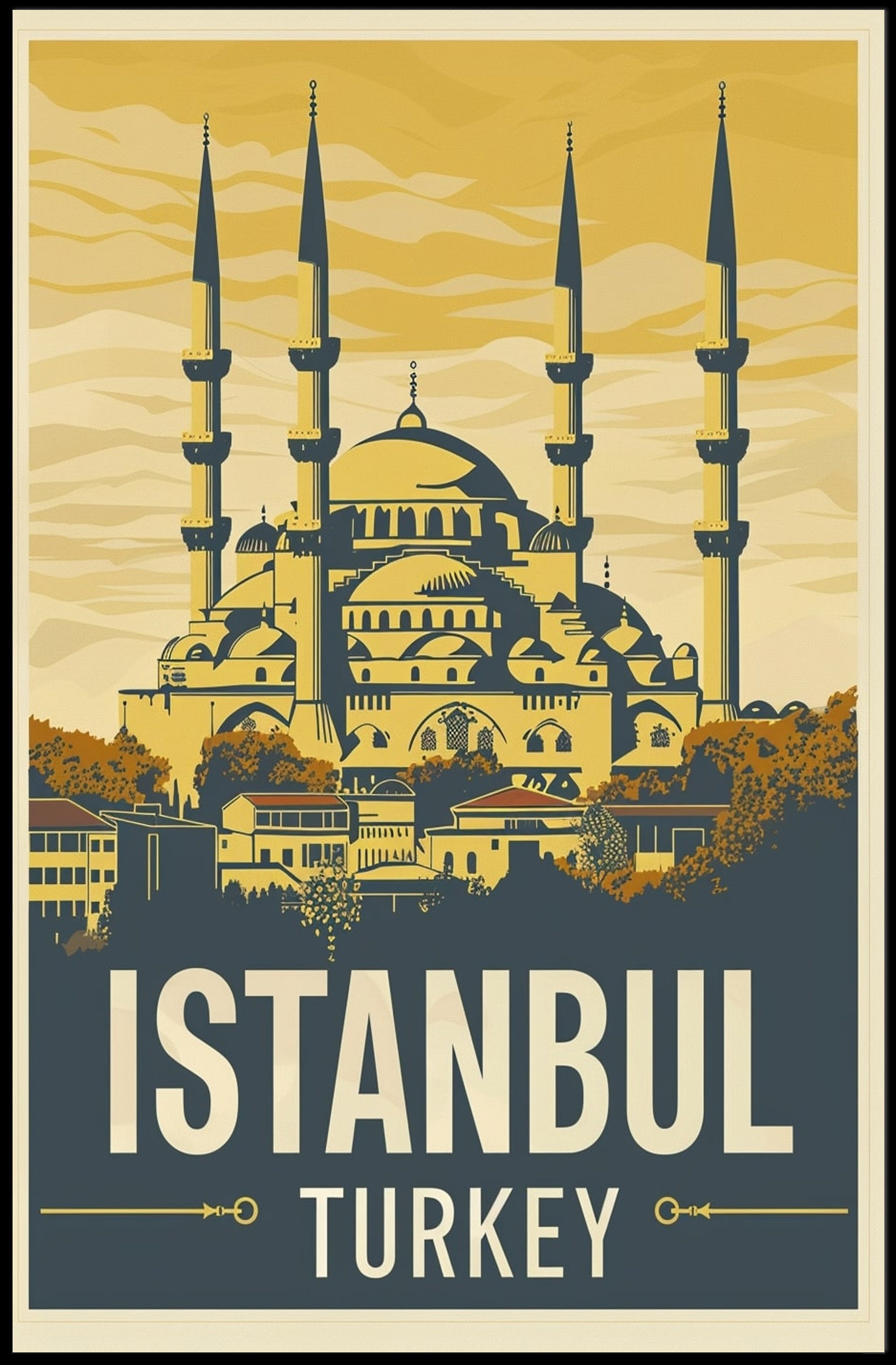 Istanbul Vintage Travel Poster with Bold Patriotic Vibe PosterGoat