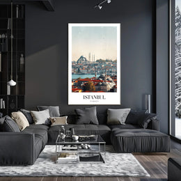 Istanbul's Iconic Skyline in Modern Photorealistic Cityscape Poster PosterGoat