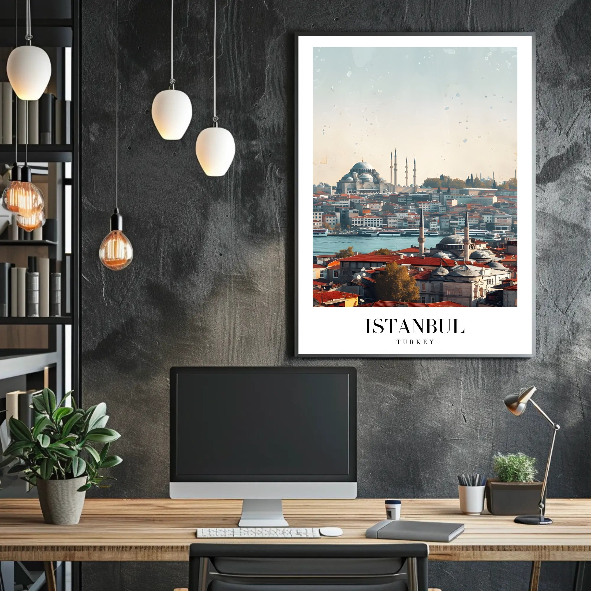 Istanbul's Iconic Skyline in Modern Photorealistic Cityscape Poster PosterGoat