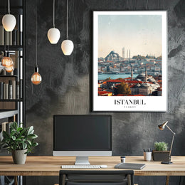 Istanbul's Iconic Skyline in Modern Photorealistic Cityscape Poster PosterGoat